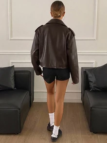 DAZY New Autumn Loose Casual Women's Trench Coat Style Jacket - Coffee Brown - View 4