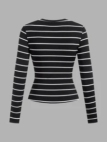 SHEIN EZwear 女款 3 件組圓領休閒修身長袖 T 恤，適合秋季 - 彩色 - 查看 6