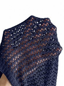 SHEIN EZwear 女款純色不對稱肩鏤空設計針織上衣 - 藏蓝色 - 查看 5