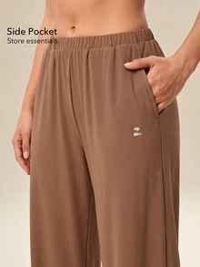 OutZeal Women Sports Pants Casual Studio Work Natural Soft Elastic Waist Straight Leg Pants - Brown - View 3