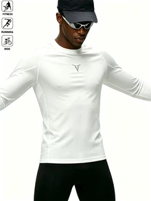 Acti Log Men's Geometric Print Raglan Long Sleeve Sports T-Shirt, Gym - White - View 4