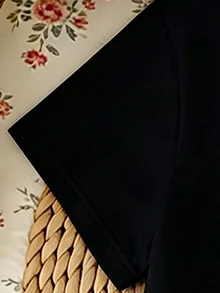 (1件) 夏/秋季女嬰休閒清新極簡粉色蝴蝶結圖案基礎款黑色短袖T恤上衣 - 黑色 - 查看 5