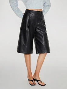 ATUI Studio Elevating Basics Bottoms, Black Loose Fit Straight Leg Capris, Minimalism Modern Effortless Chic, Party Daily Halloween Fall&Winter - Black - View 4