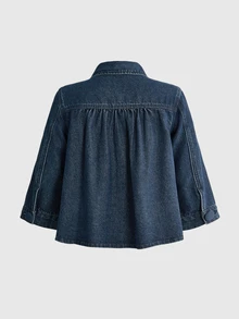 ROMWE Vintage Distressed Y2K Retro Style Women's Denim Jacket And Coat - Blue - View 2