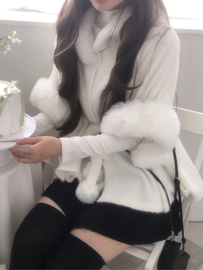 DAZY Women's Korean Style Solid Color Autumn/Winter Lace-Up Cardigan
