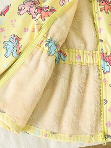 SHEIN Elladie kids 女童可愛印花保暖內裡加厚拉鍊開襟外套，秋冬款 - 彩色 - 查看 7