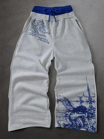 Herren Kreuzdruck Farbblock Jogginghose - Lässiger Streetwear-Stil Herbst/Winter Farbblock Jogginghose, Herbst/Winter Mode Streetwear
