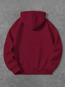 Rovax Men's Loose Fit Zip-Up Long Sleeve Hooded Sweatshirt With Pockets - Burgundy - View 2