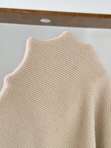 SHEIN كارديجان محبوك كاجوال بأكمام طويلة من الفرو الصناعي بتصميم مرقع للحوامل - كاكي - مشاهدة 4