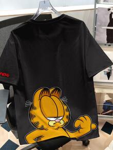 GARFIELD | SHEIN Daypath 男士標語印花圓領短袖休閒T恤 - 黑色 - 查看 2