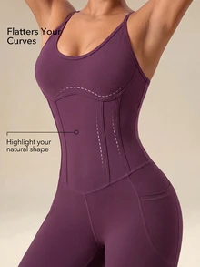 OutZeal Long-Length Removable Padded Camisole Jumpsuit - Burgundy - View 2