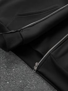 PAVTROS Men's Letter Print Hoodie & Sweatpants Set - Black - View 7