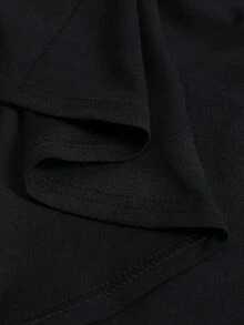 Cravure Women Plus Size Party Date Banquet Cocktail Wedding Simple Elegant Lace Trim Slit Ruched Asymmetrical Neckline Solid Color Dress - Black - View 6