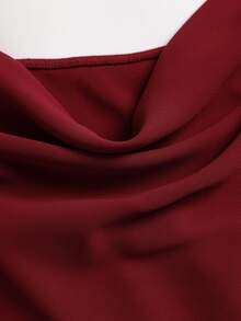 Sweetra Women's Elegant Commute & Vacation Versatile Long Sleeve & Cold Shoulder Design Comfortable Casual Burgundy Blouse - Burgundy - View 5