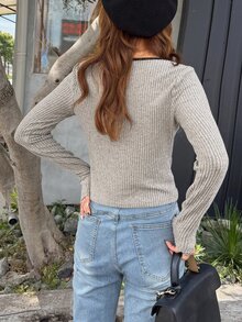 FRIFUL Women's Colorblock Casual Versatile Daily Long Sleeve T-Shirt Fall - White - View 3