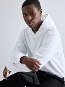 Merionis Men's Casual Solid Color Hoodie, High-Quality Store Style - White - View 7