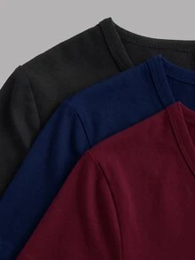 SHEIN EZwear 3件組女款休閒百搭素色短袖T恤 - 彩色 - 查看 10