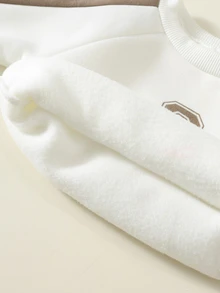 SHEIN 男女嬰兒/幼兒 2件組秋冬保暖內裡加厚拼色運動衫套裝，嬰兒冬季套裝/衣服，運動服，聖誕 - 摩卡棕 - 查看 8