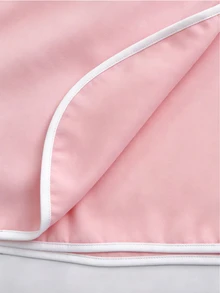 SHEIN Franclia 亞洲新中式簡約小立領無袖上衣與對比色裙子兩件套，杏色 - 粉色 - 查看 4