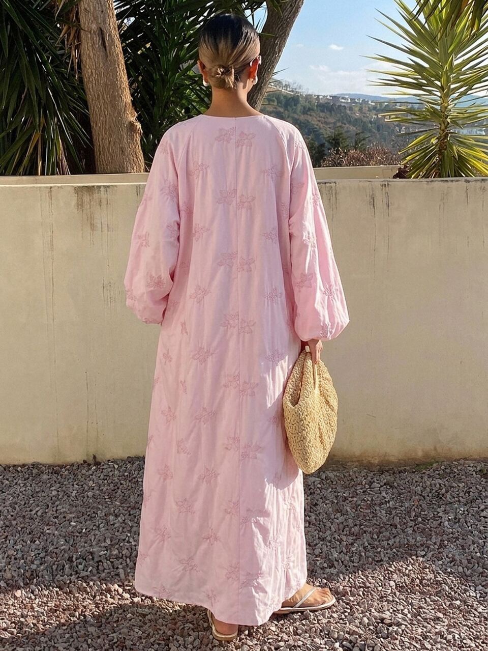 Women's Lace Hollow V-Neck Loose Mid-Length Dress