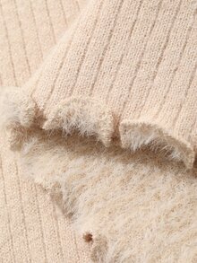 FRIFUL Women's Casual Solid Color Stand Collar Sweater, Autumn/Winter - Apricot - View 8
