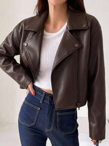 DAZY Autumn New Loose Casual Women's Trench Coat Style Jacket - Coffee Brown - View 5