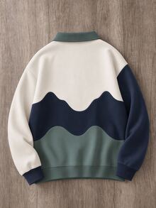 Manfinity Joysei Men's Letter Pattern Colorblock Casual Everyday Long Sleeve Sweatshirt - Multicolor - View 2