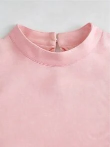 SHEIN Franclia 亞洲新中式簡約小立領無袖上衣與對比色裙子兩件套，杏色 - 粉色 - 查看 9