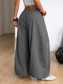 Coolane Women's Plaid Curved Leg Tapered Pants - Dark Grey - View 6