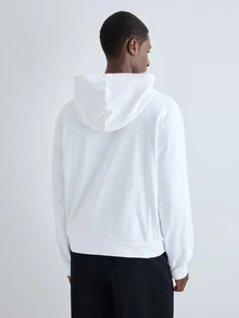 Merionis Men's Casual Solid Color Hoodie, High-Quality Store Style - White - View 2
