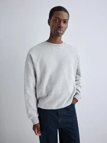 Merionis Men's Solid Color Crew Neck Long Sleeve Casual Versatile Sweatshirt - Light Grey - View 4