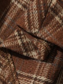 DAZY Slim Fit Flattering Plaid Wool Blend Mid-Length Dress For Women - Coffee Brown - View 9