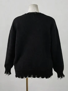 GlowEve CURVE Plus Size Autumn/Winter Fashion Butterfly Pattern Sweater Halloween Going Out Concert Black Goth 90s - Black and White - View 3
