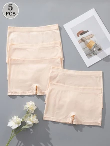SHEIN 女款無縫四角內褲 5 件組 - 杏色 - 查看 7