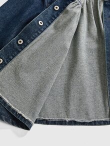 ROMWE Vintage Distressed Y2K Retro Style Women's Denim Jacket And Coat - Blue - View 5