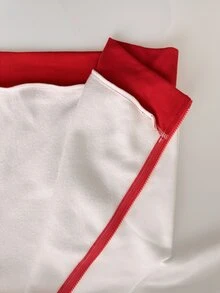 EMERY ROSE Jaket Lengan Panjang Wanita Ukuran Besar Warna Putih Musim Gugur dengan Resleting dan Blok Warna, Model Kasual Balap, Smart Casual Olahraga Sehari-hari, Guru, Klub, Kantor - Putih - View 8