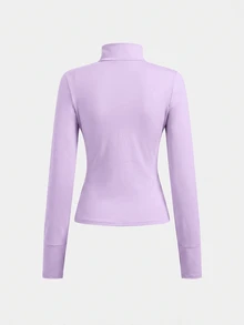 SHEIN Girlism 青少年女孩 2件套 立領拉鍊純色長袖上衣與長褲休閒運動時尚套裝 - 淡紫色 - 查看 13