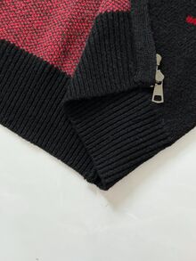 Sunspun Cardigan Rajut Ukuran Besar Wanita dengan Tudung dan Motif Laba-laba untuk Musim Dingin - Hitam - View 6