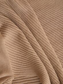 MOTF PREMIUM WOMEN'S SOLID COLOR V-NECK WRAP FITTED RIBBED KNIT SWEATER AND SKIRT SET - Khaki - View 8