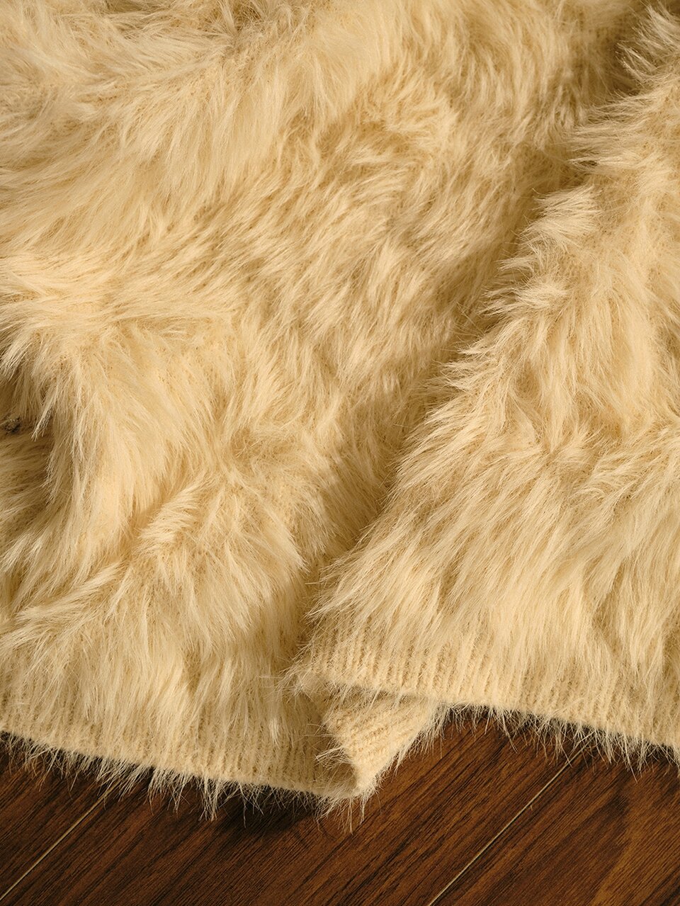 MOTF WOMEN'S AUTUMN/WINTER FAUX FUR KNIT SKIRT WITH BEADED RHINESTONE WAIST DECOR
