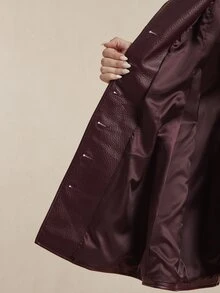SHEIN BAE CURVE 大尺碼女款酒紅色PU皮革西裝洋裝 - 酒紅色 - 查看 8