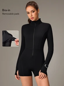 OutZeal One-Piece Women Outdoor Black Jumpsuit Gym Cycling Yoga Quick-Dry Bra-In Feature Watch Window Romper - Black - View 4