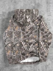 Teen Boy Casual Minimalist Loose Fit Crew Neck Long Sleeve Comfortable Sweatshirt Sweatshirt, Suitable For Autumn/Winter, Classic Cool Dried Branches And Fallen Leaves, Maple Leaf Print Pattern, Suitable For Y2K - Multicolor - View 4