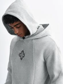 TOKVUE Men's Embroidered Design Long Sleeve Hoodie And Drawstring Waist Sweatpants Set - Grey - View 6
