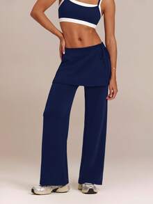 GLOWMODE Modest 1PC SoftCalm Modal Easy Shift Silky-Smooth Soft Breathable Adjustable Drawstring Ankle Side Pocket 2-In-1 Wide-Leg Jogger Casual - Dark Blue - View 7