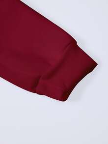 Rovax Men's Loose Fit Zip-Up Long Sleeve Hooded Sweatshirt With Pockets - Burgundy - View 4