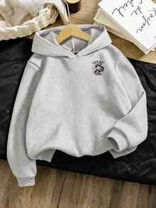 女童刷毛抓絨連帽衛衣 - 黑色 - 樣品空白款 - 紅色 - 查看 3