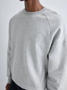 Merionis Men's Solid Color Crew Neck Long Sleeve Casual Versatile Sweatshirt - Light Grey - View 6