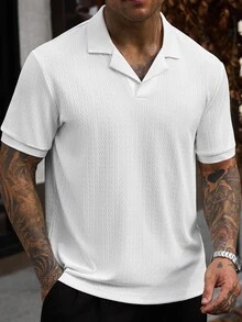 Manfinity CasualCool 男士夏季休閒純色短袖 Polo 衫 - 白色 - 查看 1