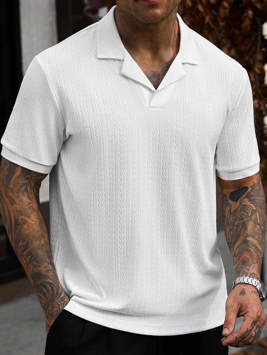 Manfinity CasualCool 男士夏季休閒純色短袖 Polo 衫 - 白色 - 查看 1